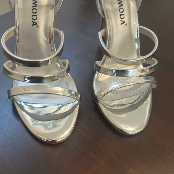 VERA MODA Becca Ankle Strap Pin Heel Open Toe Stilettos Sandals Silver - Picture 5 of 16